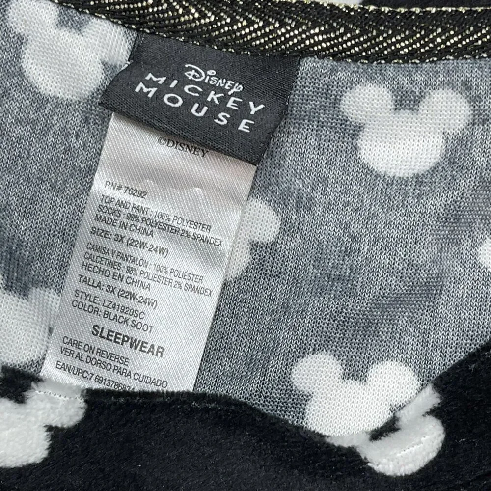 Disney Mickey Mouse Size 3X 22W-24W Sleepwear 2 Piece Pj Set‎ Fleece Top Pants - Picture 2 of 12